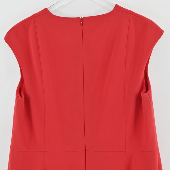 Akris Punto Sheath Dress Womens Size 16 Red Sleeveless Structured Cotton Blend - Picture 12 of 15